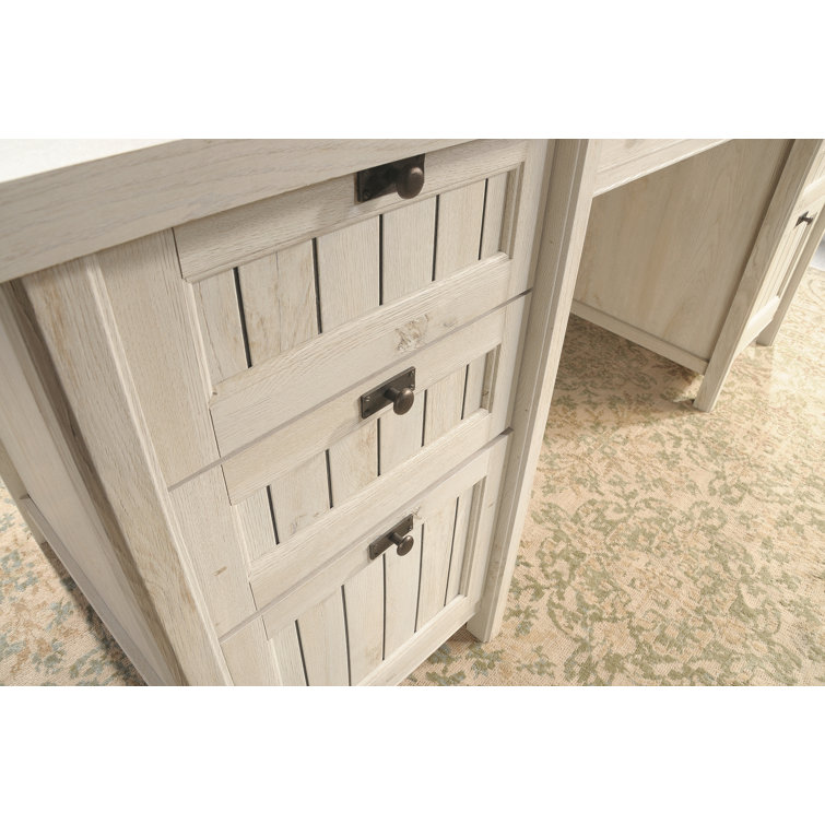 Chalked Chestnut Executive Desk with Filing Cabinet and Drawer