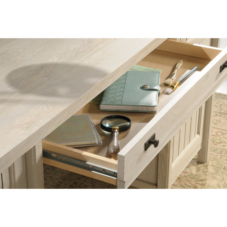 Chalked Chestnut Executive Desk with Filing Cabinet and Drawer