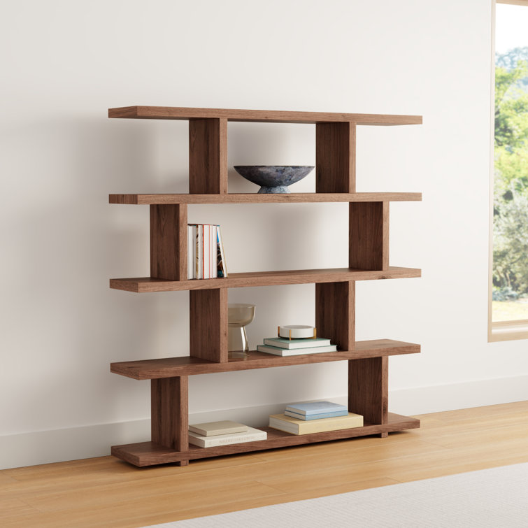 Miri Large 63'' Walnut Veneer Mid-Century Modern Bookcase