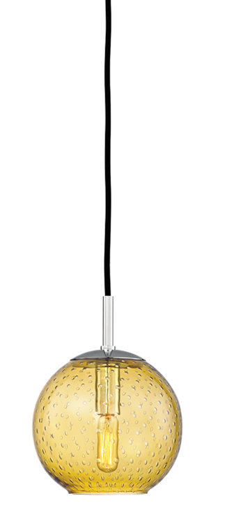 Polished Chrome 7.75'' Globe Pendant with Blue Glass Shade