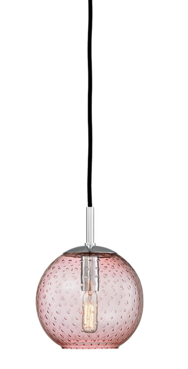 Polished Chrome 7.75'' Globe Pendant with Blue Glass Shade