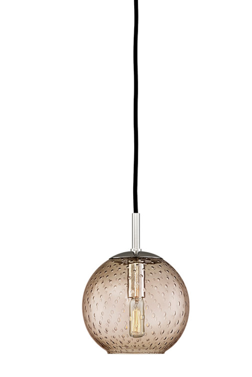 Polished Chrome 7.75'' Globe Pendant with Blue Glass Shade