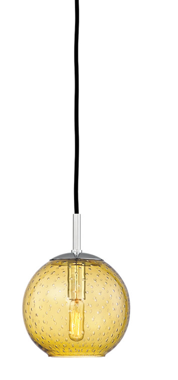 Polished Chrome 7.75'' Globe Pendant with Blue Glass Shade