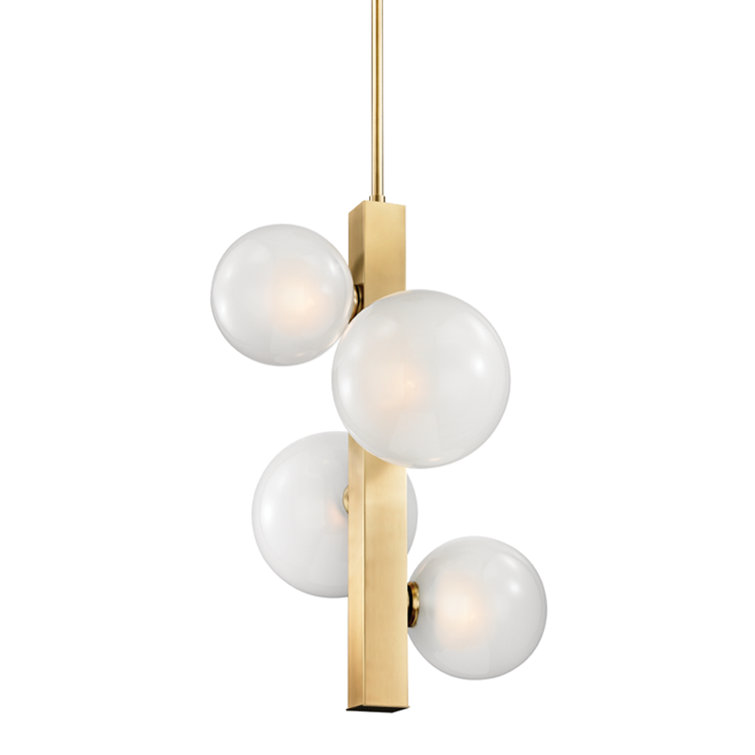Aged Brass 4-Light Globe Glass Pendant