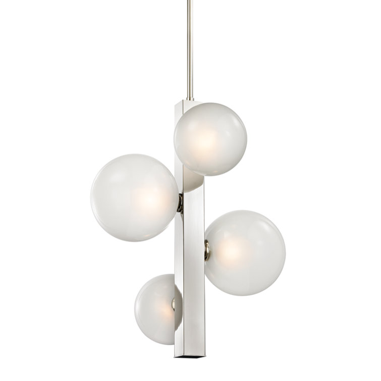 Hinsdale 27" Globe Pendant in Polished Nickel and Glass