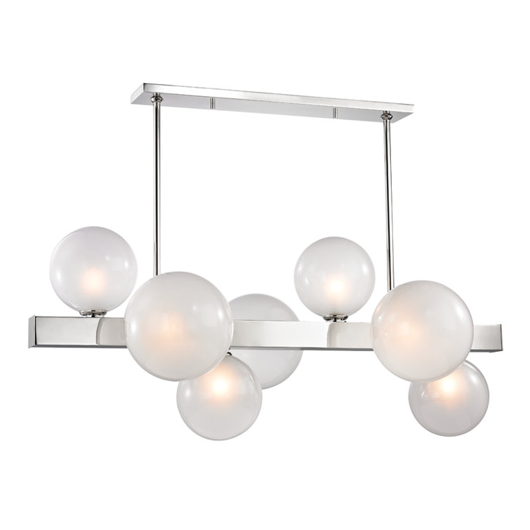 Hinsdale 7-Light Polished Nickel Glass Linear Chandelier