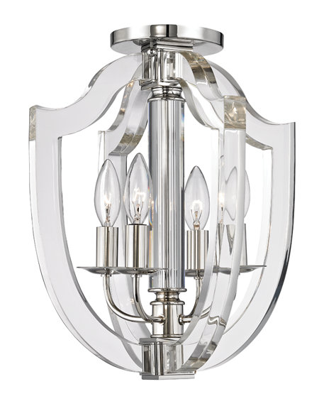 Arietta Contemporary 4-Light Polished Nickel Ceiling Fixture with Clear Acrylic Shade