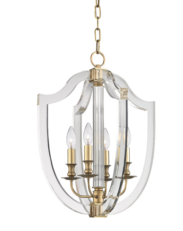 Arietta 17" Aged Brass and Crystal 4-Light Pendant