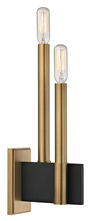 Aged Brass Dual Light Modern Wall Sconce