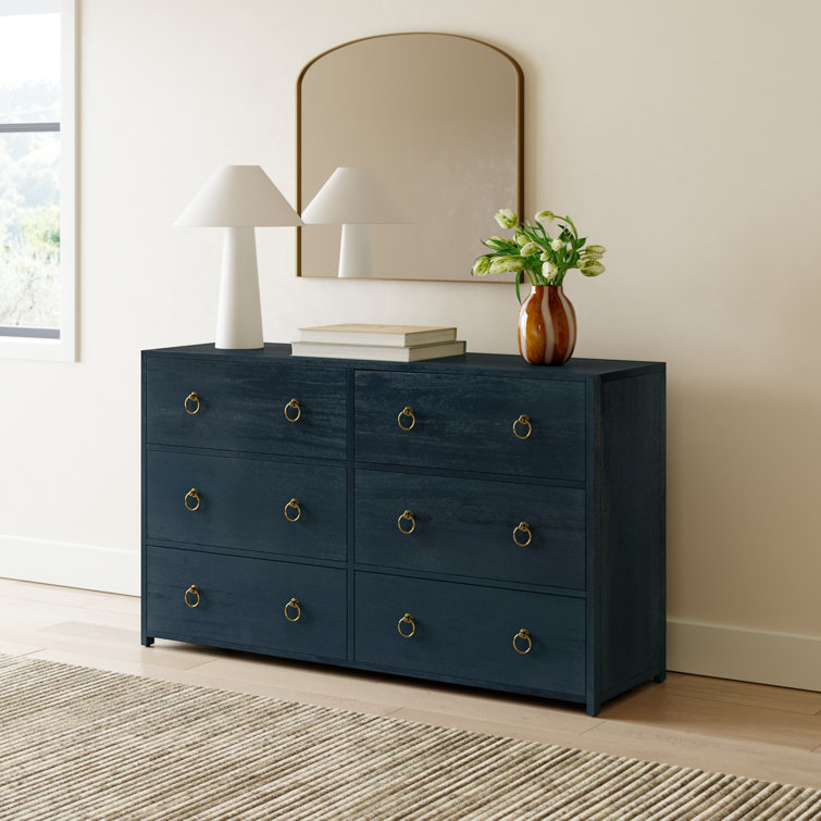 Elin Glam Navy Double Dresser with Dovetail Drawers