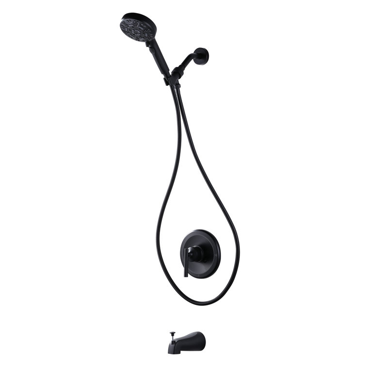 Matte Black Single Handle 7-Spray Wall Mounted Shower Faucet Set