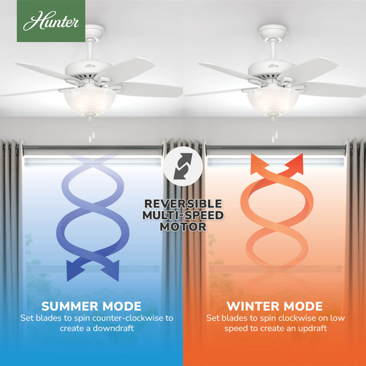 42" White and Light Oak Ceiling Fan with LED Light