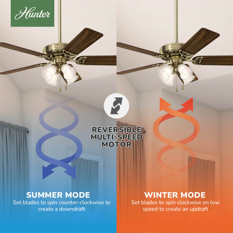 Hunter Studio Series 52" Antique Brass Ceiling Fan with LED Light Kit