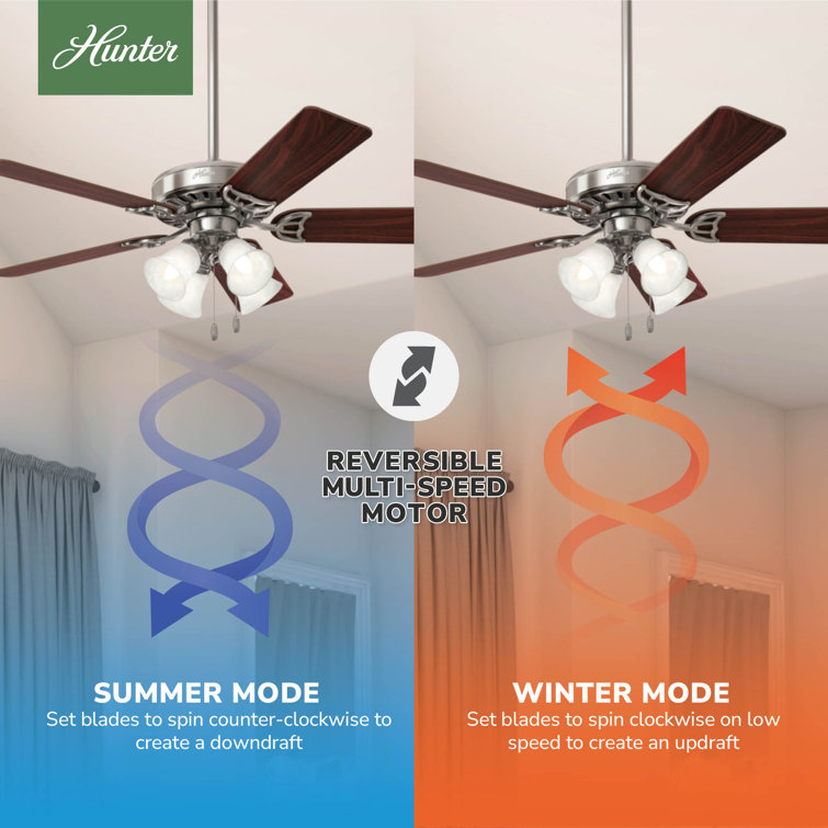 52" Brushed Nickel Ceiling Fan with LED Light and Reversible Blades