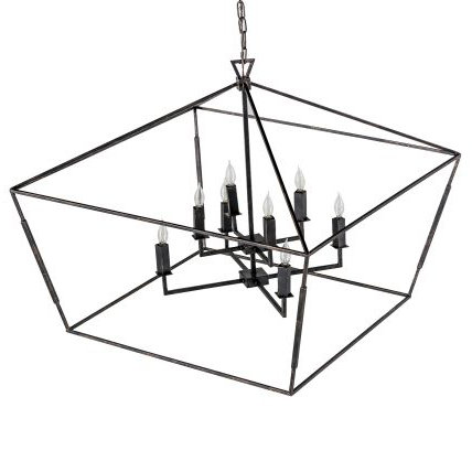Elegant Antique Bronze 8-Candle Tetrahedron Chandelier