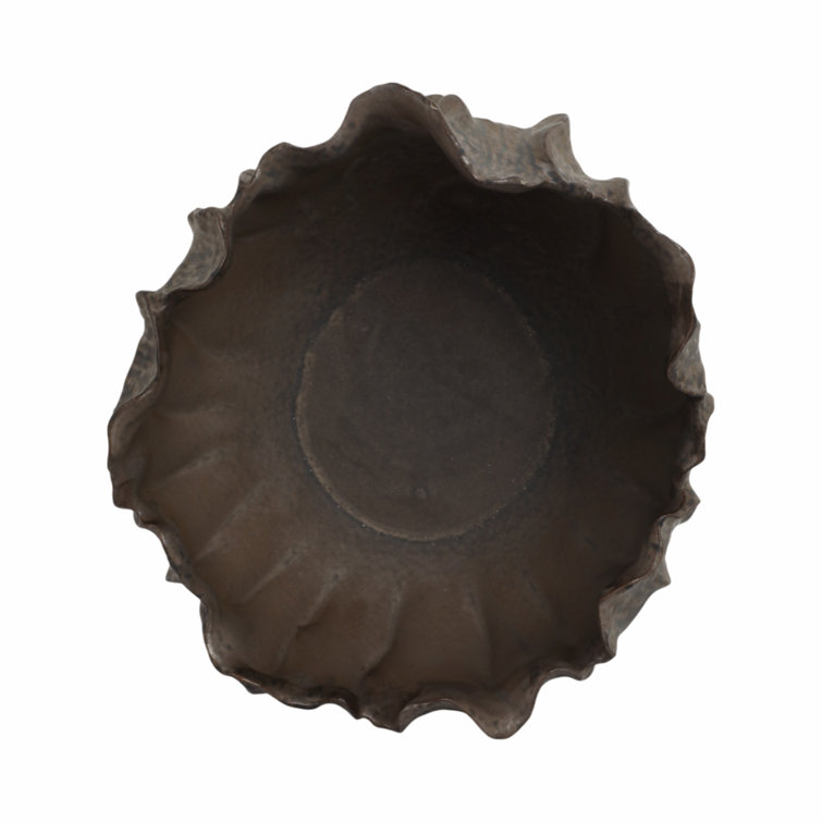 Handcrafted Dark Brown Stoneware Decorative Bowl