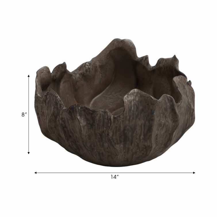 Handcrafted Dark Brown Stoneware Decorative Bowl