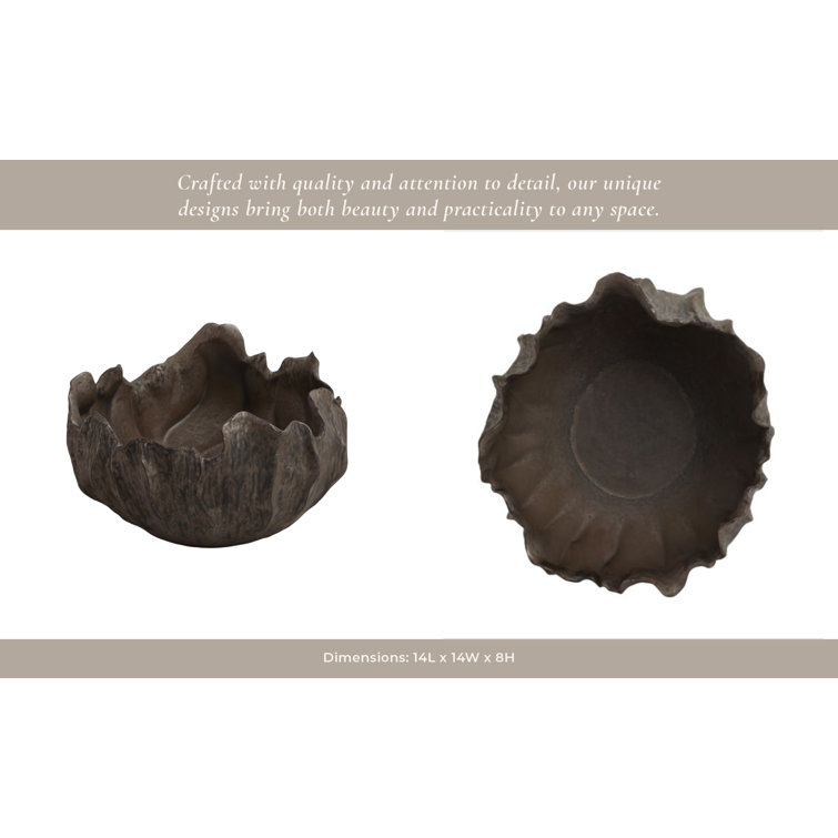 Handcrafted Dark Brown Stoneware Decorative Bowl