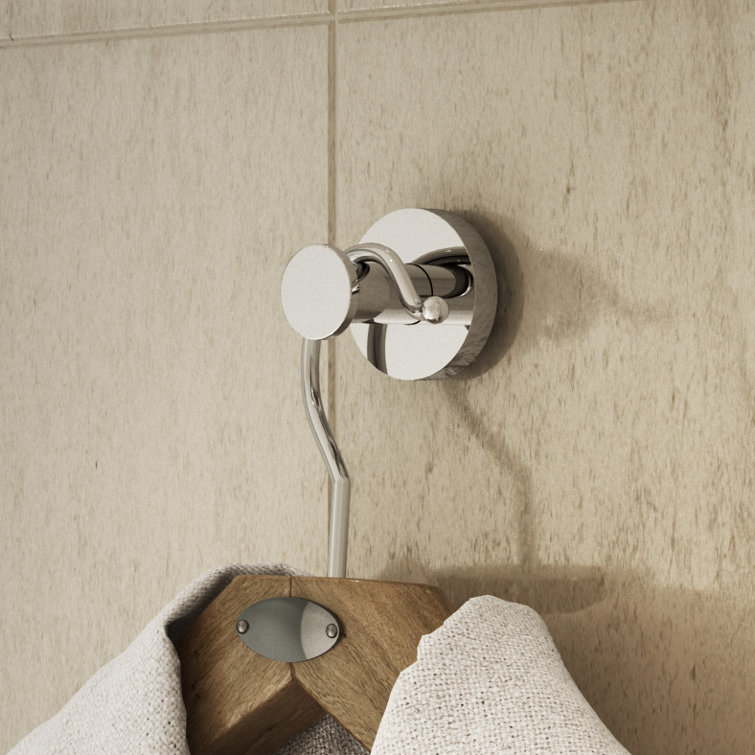 Polished Chrome Metal Wall-Mounted Robe Hook