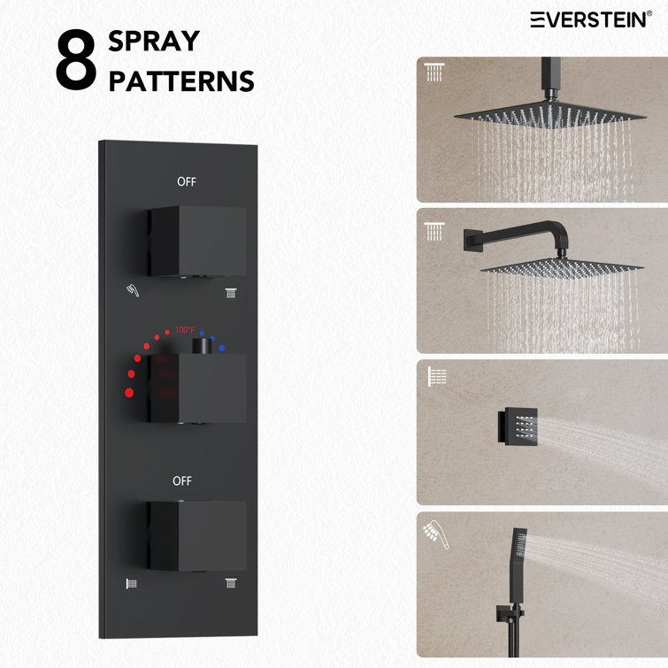 Matte Black Dual Showerheads with Thermostatic Valve