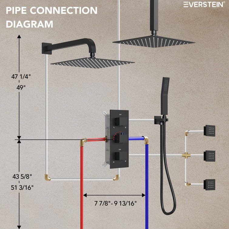 Matte Black Dual Showerheads with Thermostatic Valve