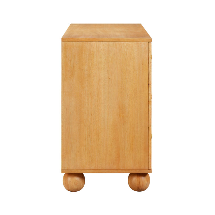 Natural Mango Wood and Rattan Coastal 6-Drawer Dresser