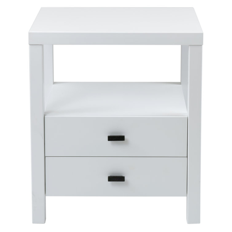 Westwood Modern White Solid Wood 2-Drawer Nightstand