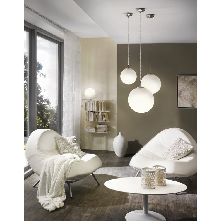 Eglo Rondo 8-Inch Silver Globe Table Lamp with Frosted Opal Shade