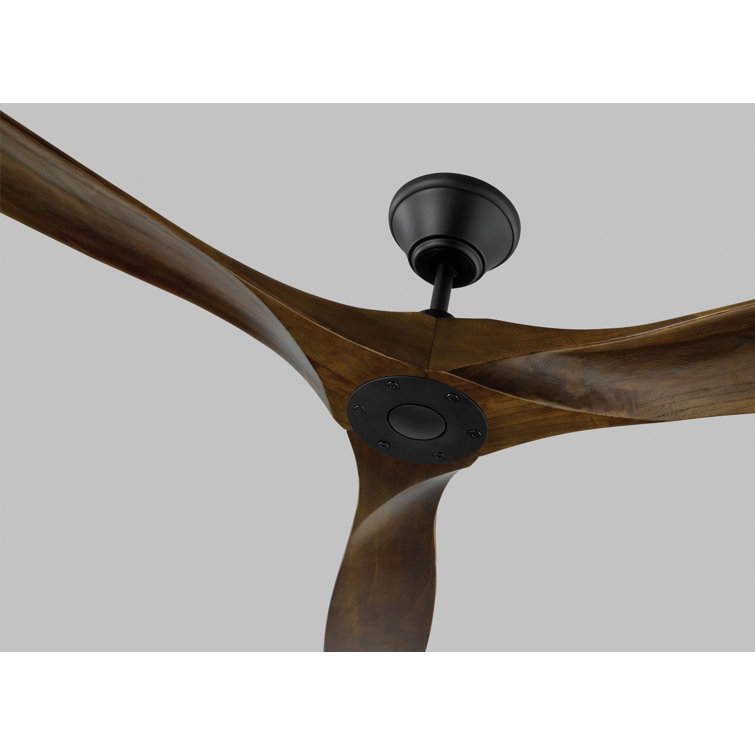 Matte Black and Dark Walnut 52" Solid Wood Ceiling Fan with Remote