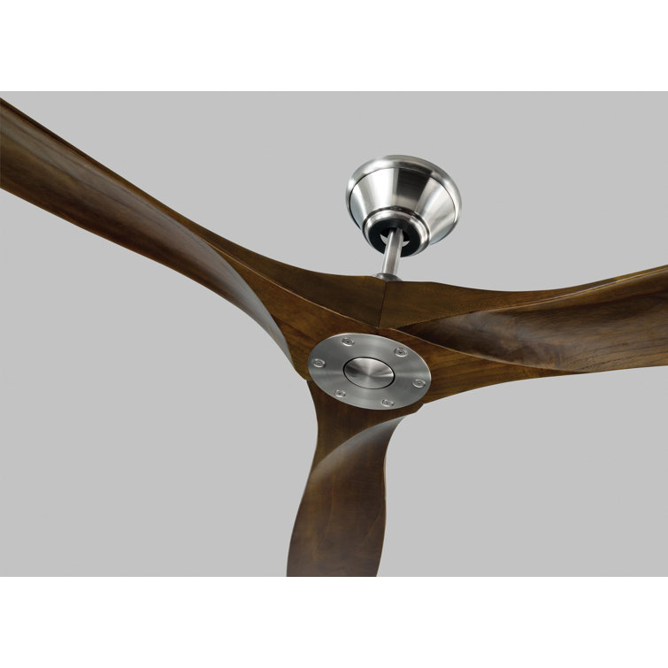 88-Inch Brushed Steel Ceiling Fan with Dark Walnut Blades and Remote