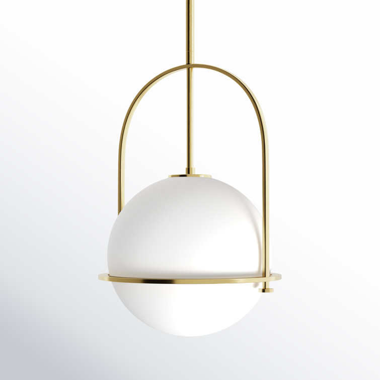 Heritage Brass Etched Opal Glass Globe Pendant Light