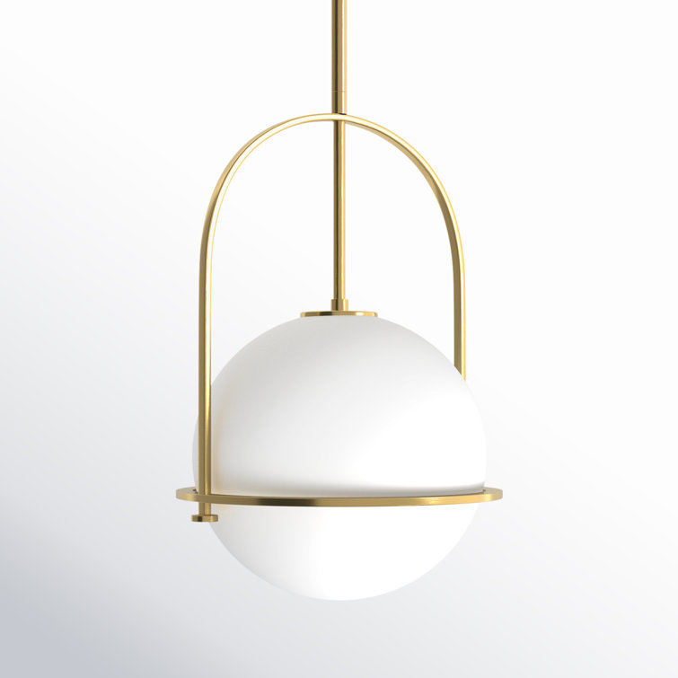 Heritage Brass Etched Opal Glass Globe Pendant Light