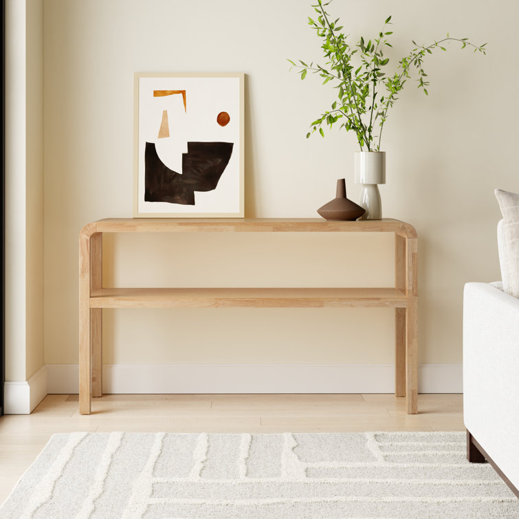 Omara Natural Solid Wood 53'' Modern 2-Tier Console Table