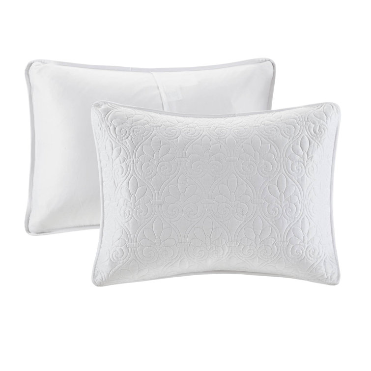 White Full Reversible Microfiber Bedspread Set with Cotton Fill