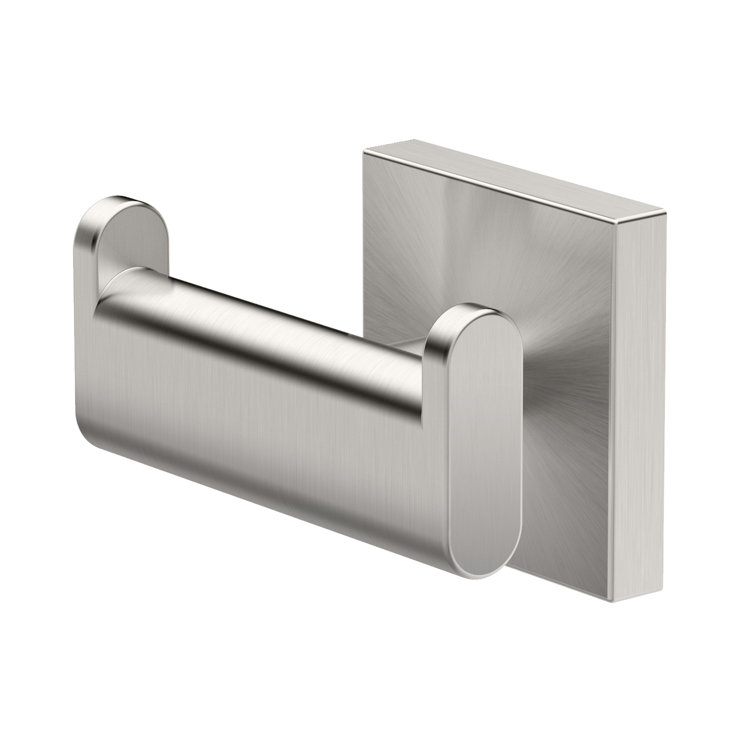 Satin Nickel Double Robe Hook with Brushed Finish