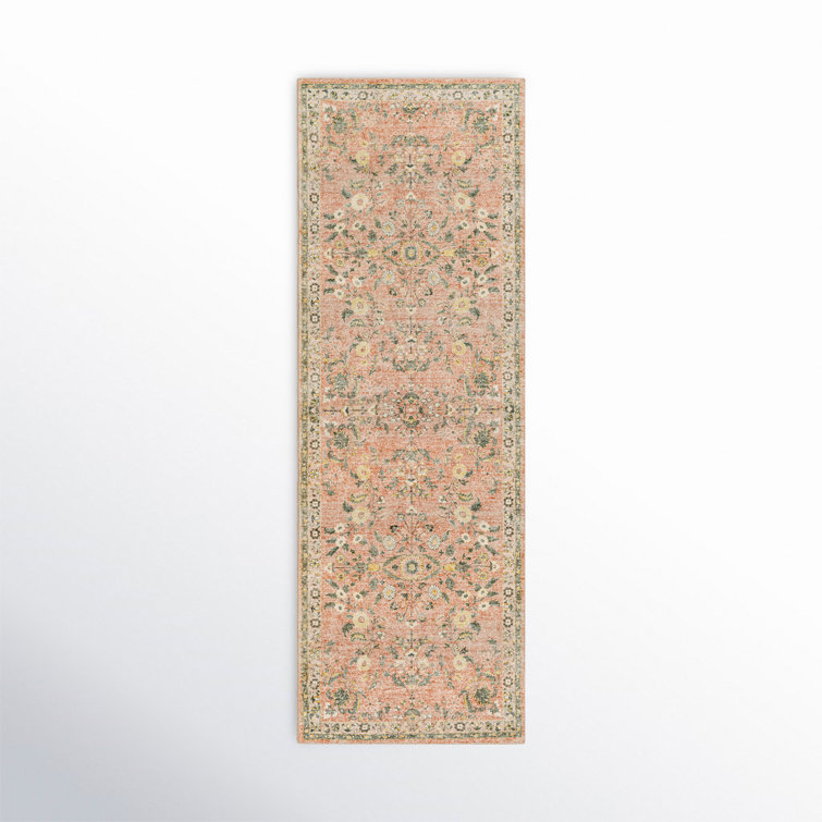 Gray and Pink Oriental Synthetic Easy Care Rug