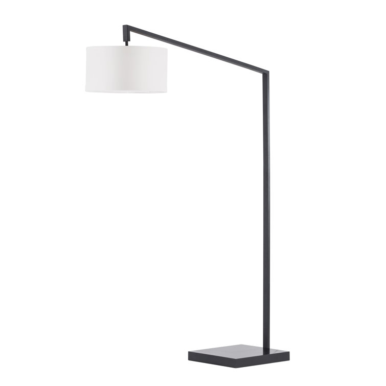 Matte Black Arc Floor Lamp with Marble Base - 75" Height