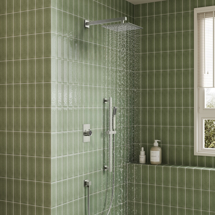 10" Brushed Nickel Adjustable Rainfall Shower System with Handheld