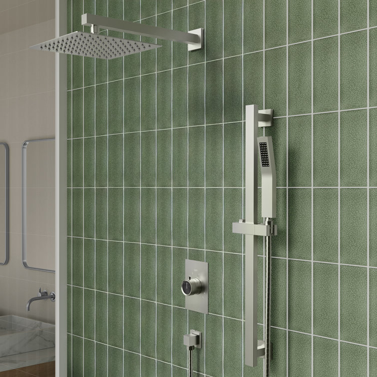 10" Brushed Nickel Adjustable Rainfall Shower System with Handheld