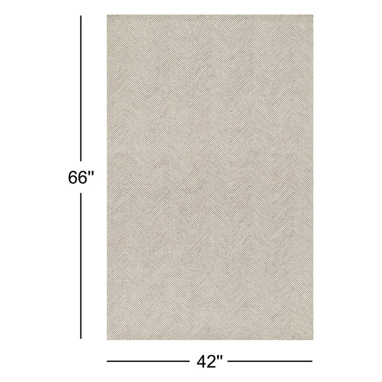 Handmade Taupe Wool Herringbone Rectangular Rug