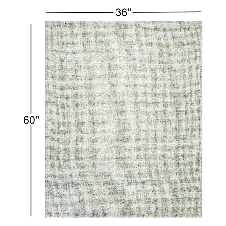 Ivory and Light Green Hand-Tufted Wool Rug, 8' x 10'