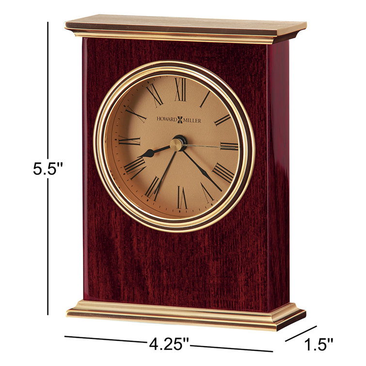 Rosewood and Brass Contemporary Table Clock with Quartz Movement