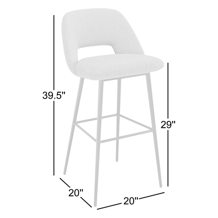 Gray Upholstered Low Back Bar Stools with Metal Legs, Set of 2