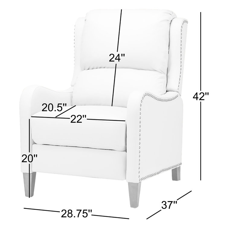 Red Genuine Leather Club Recliner with Wood Legs