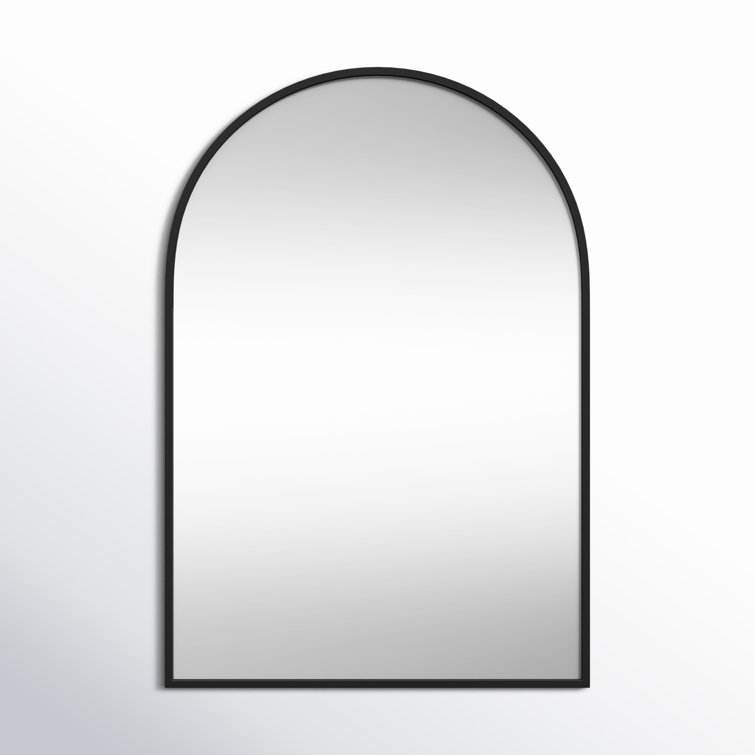 Black Metal Arch Wall Mirror with Vertical Mount