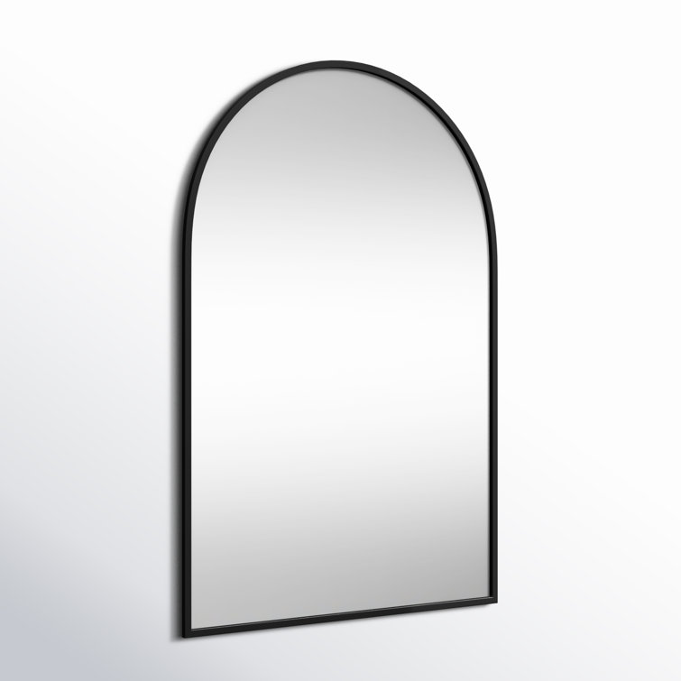 Black Metal Arch Wall Mirror with Vertical Mount