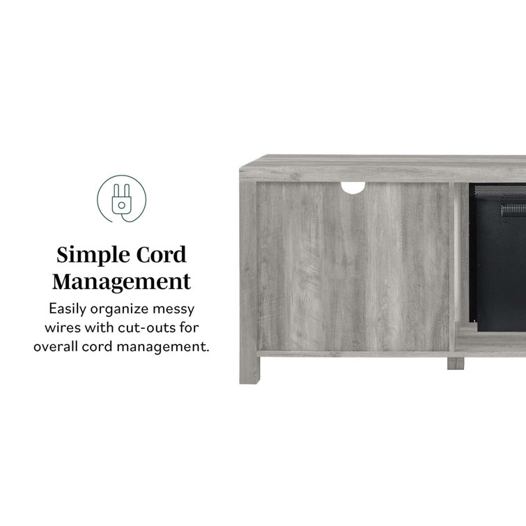 Stone Grey 70" Wood Media Console with Electric Fireplace