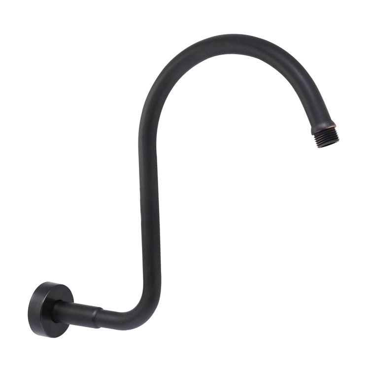 Rubbed Bronze S-Shaped Ceiling Shower Arm with Flange