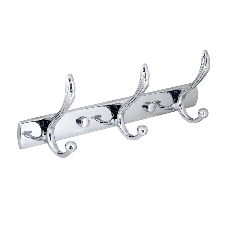 Large Polished Chrome Triple Towel and Robe Hook