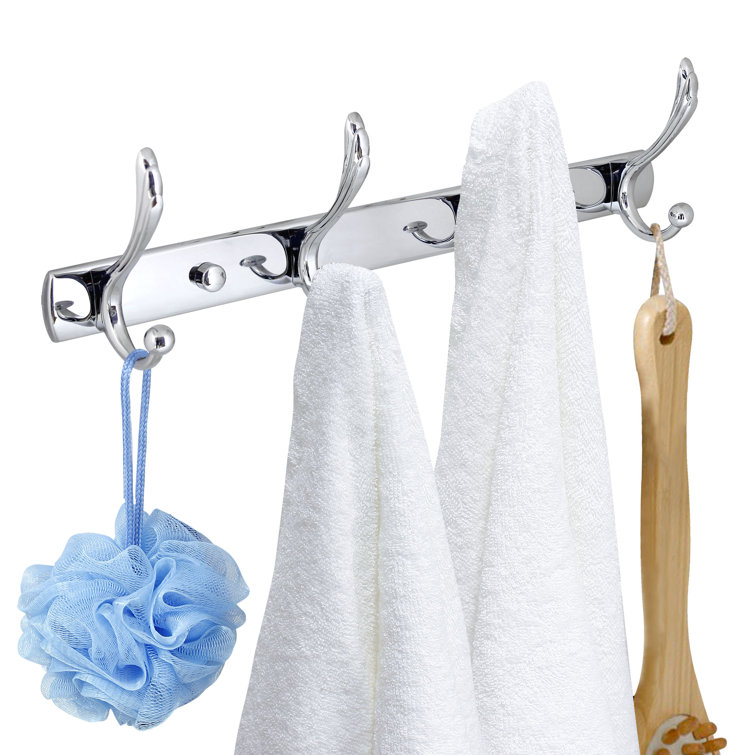 Polished Chrome Wall Mounted 4-Pronged Towel and Robe Hook